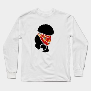 Afro Hair Woman with African Pattern Headwrap Long Sleeve T-Shirt